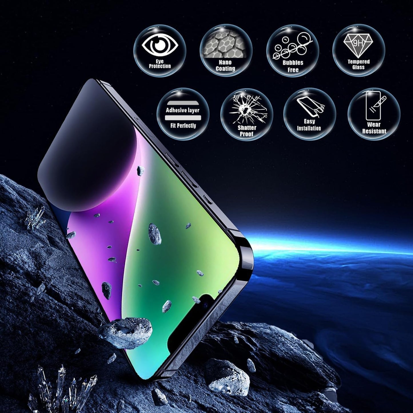 Screen Protector for iPhone 16e /13/13 Pro /14 [6.1 Inch], Colorless Anti-Blue Light Tempered Glass Films, HD Clear, 9H Hardness, No Bubbles, Case Friendly 2 pcs