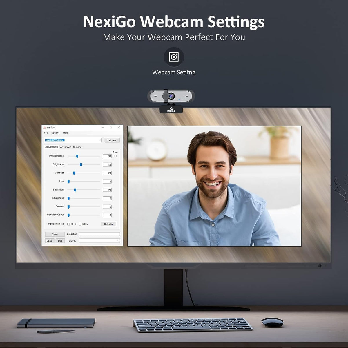 NexiGo N660P (Gen 2) 1080P 60FPS Webcam with Software Control, Dual Microphone & Cover, Autofocus, HD USB Computer Web Camera, for OBS/Gaming/Zoom/Skype/FaceTime/Teams/Twitch