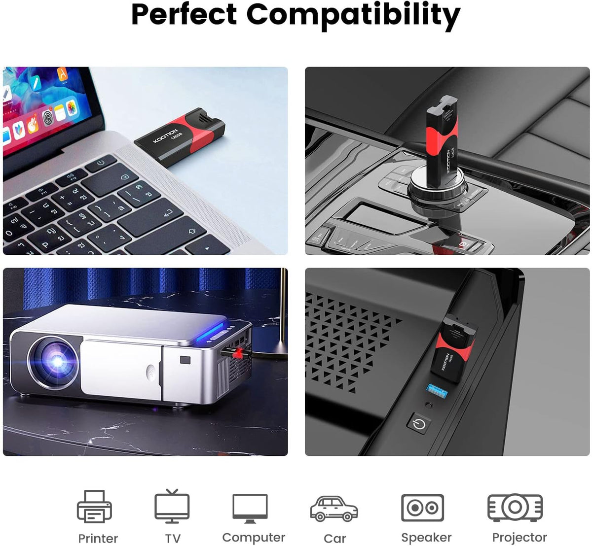 KOOTION 128 GB USB 3.0 Flash Drive Thumb Drive Retractable 128G Zip Drive Ultra High Speed USB Stick Jump Drive Rugged Memory Stick with LED Indicator for Data Storage and Transfer