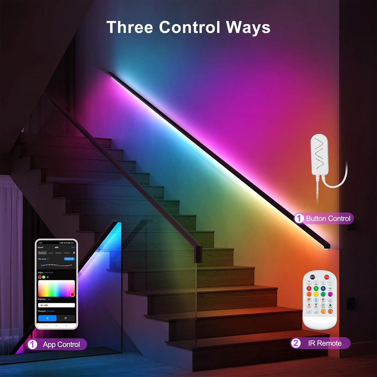 16.4ft Bluetooth RGB+IC COB Led Strip Light with App, Chasing COB Light Strip, Segmented Control, Music Sync, Color Changing Led Lights for Home Decor, Gaming, Cabinet, Desk