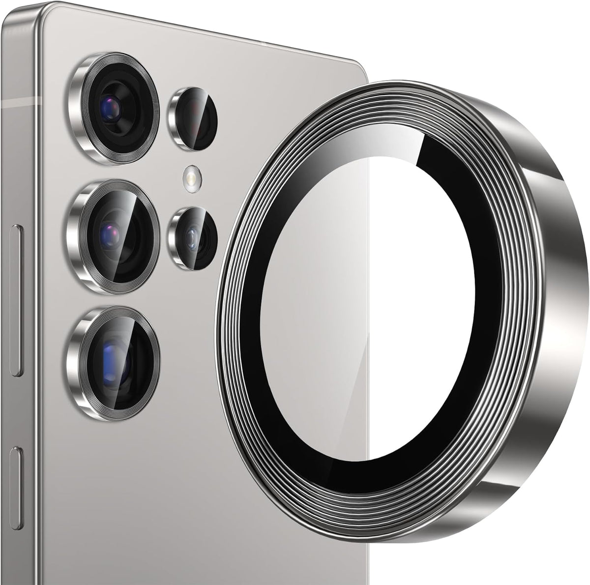 YWXTW [2025 Original Like for Samsung Galaxy S25 Ultra Camera Lens Protector, [Ultra-Thin & 6X Stronger] S25 Ultra Camera Lens Cover, 9H Tempered Glass Upgraded Metal Edging(Titanium Gray)