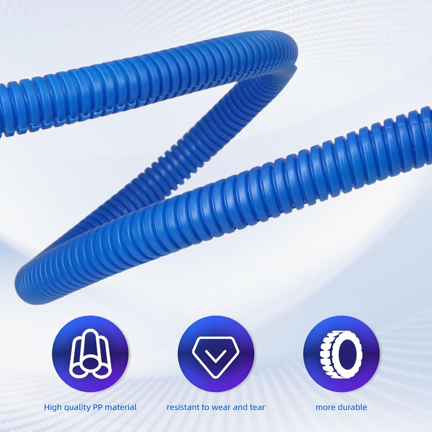 Split Wire Loom Tubing, 10,25ft Cord Protectors from Pets No Chew, Flexible Wire Covers Cord Protectors, Protective Split Cable Sleeve for Automotive Home Industrial Wires(Blue, 0.46inch-25ft)