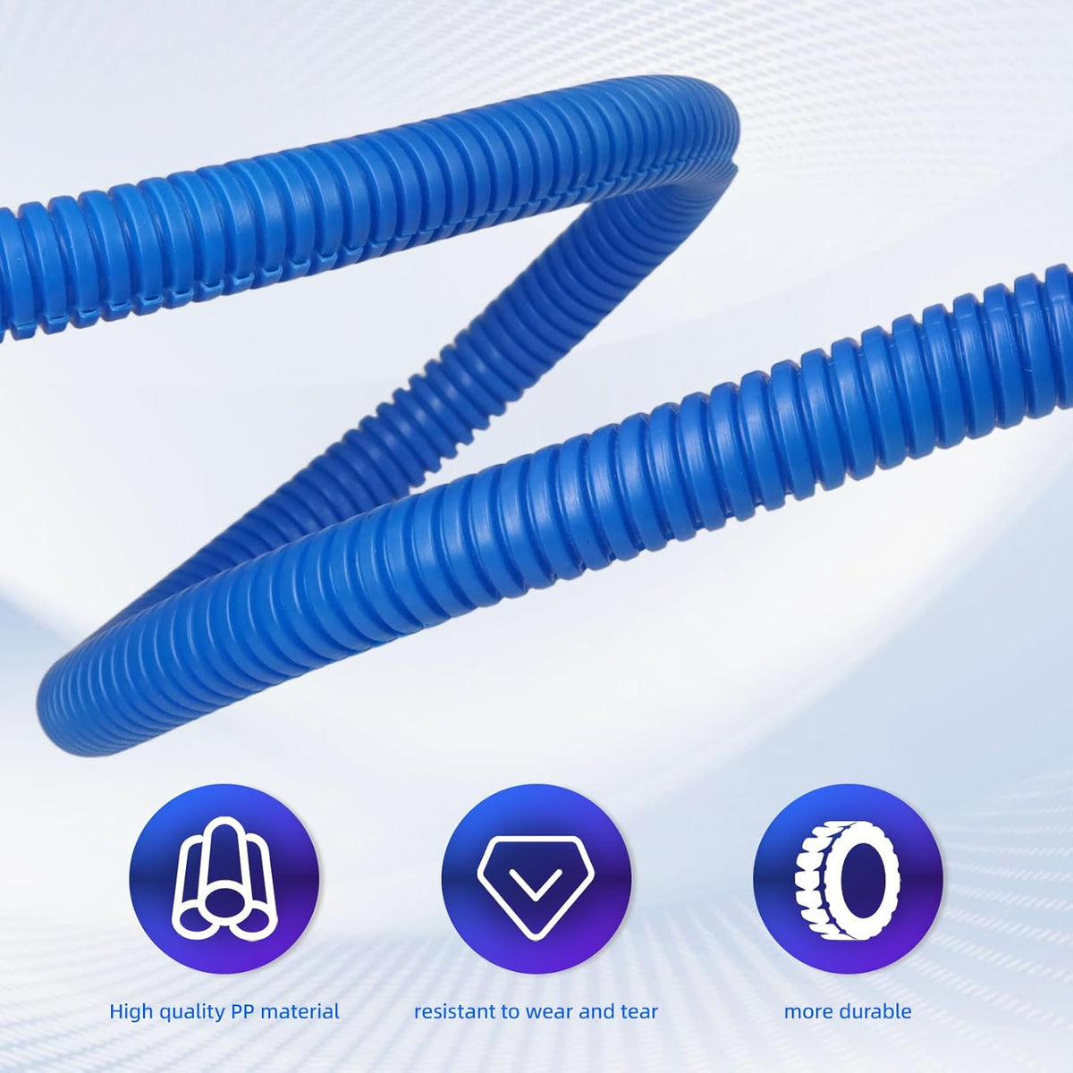 Split Wire Loom Tubing, 10,25ft Cord Protectors from Pets No Chew, Flexible Wire Covers Cord Protectors, Protective Split Cable Sleeve for Automotive Home Industrial Wires(Blue, 0.51inch-25ft)