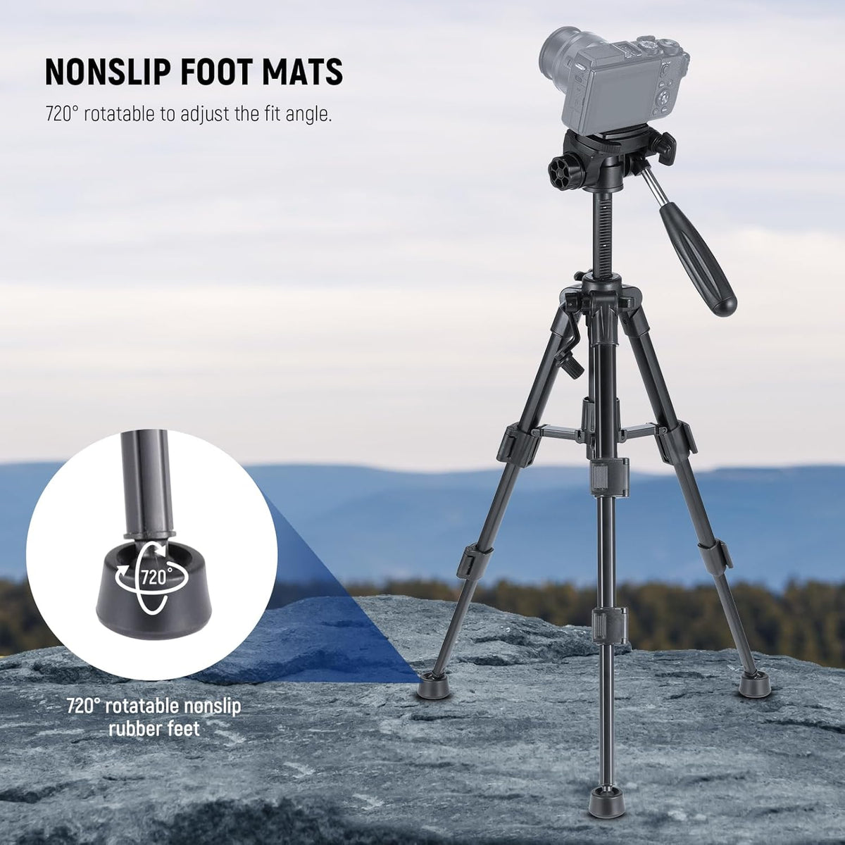 NEEWER Basic Mini Desk Tripod for Camera with 3 Way Pan Tilt Head & Handle, Small Portable Metal Tabletop Selfie Stick Stand with 1/4" Screw for DSLR Vlog Video Recording, Max Load 13.2lb, TP02