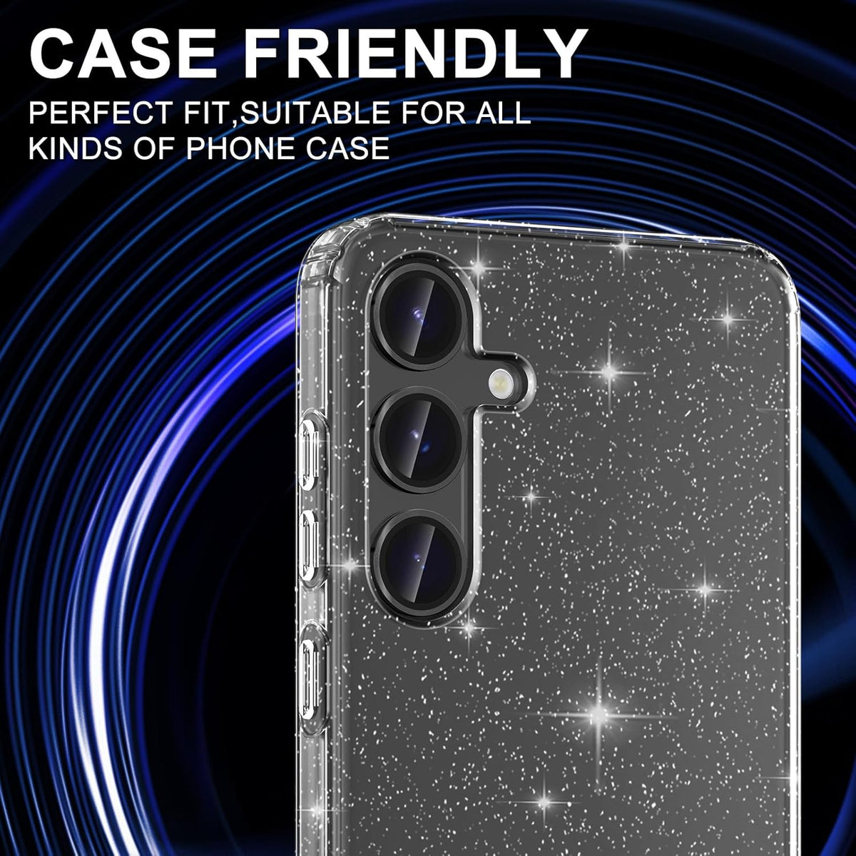 for Samsung Galaxy S25 Plus Camera Lens Protector, Individual Metal Ring Tempered Glass Lens Cover, [Strong Adsorption] Scratch Resistant Ultra-Thin HD Clear Lens Cover, 1 Set-Black