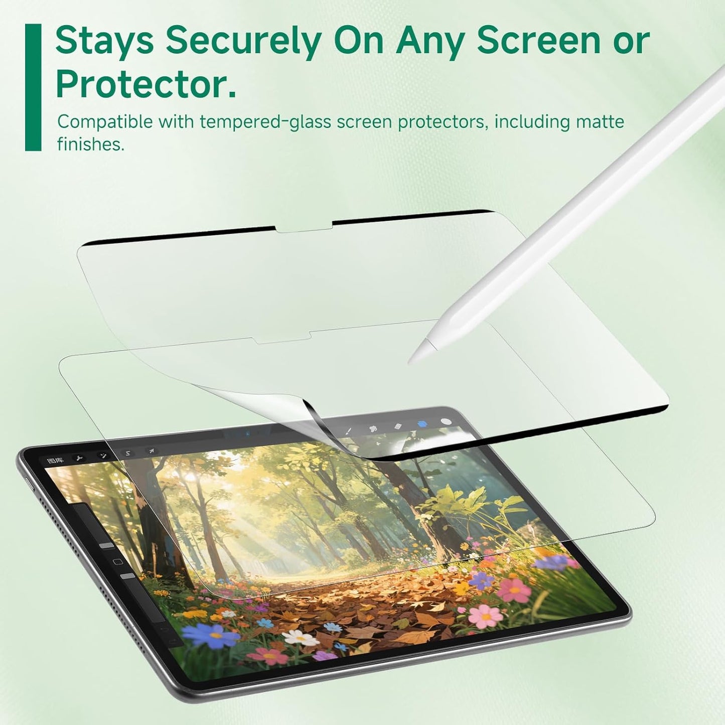 Nano-Suction Paper Feel Screen Protector for iPad Air 11 Inch M3/M2 (7th/6th Gen, 2025/2024), Removable, Reusable, Write as Real Paper, Anti Glare, Stable, Matte Finish