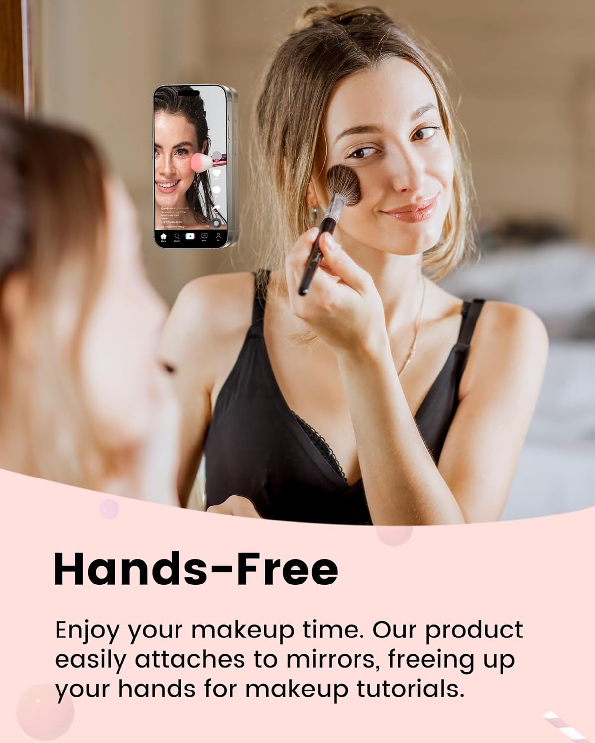 amBand Airplane Travel Essentials Phone Holder, Anti-Slip Magnetic Suction Cup Phone Mount for iPhone Fits Magsafe Attachment, Influencer/Sharer/Content Creator Must Haves for Selfie/Video, Peony Pink