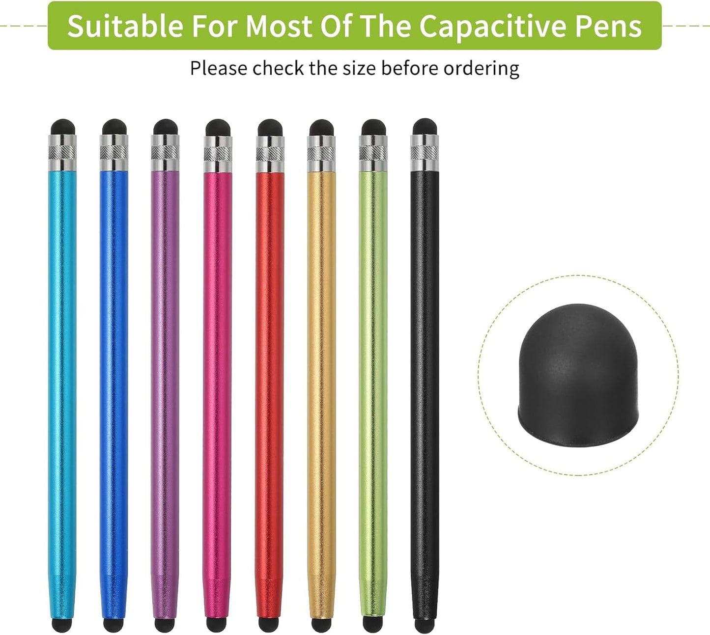 MECCANIXITY 20Pcs Replacement Stylus Pen Tips 7mm Conductive Capacitive Touch Screen Pens Tips Silicone Rubber, Black