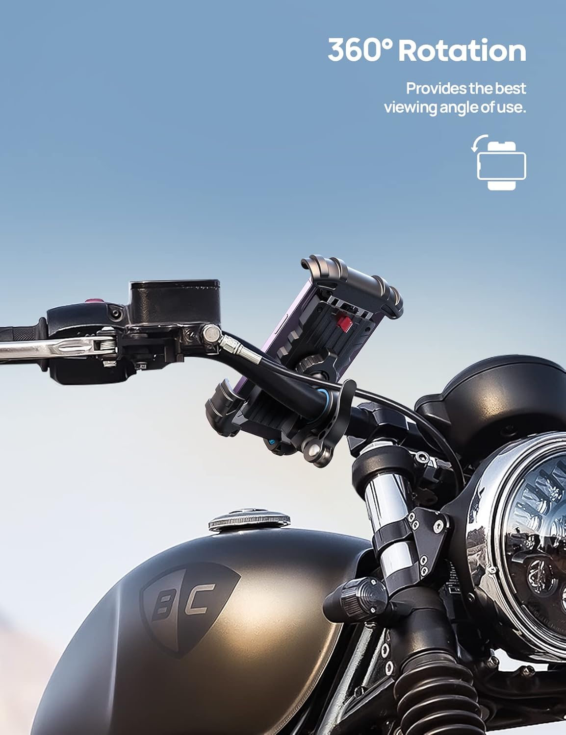 Lamicall Bike Phone Holder, Motorcycle Phone Mount - Motorcycle Handlebar Cell Phone Clamp, Scooter Phone Clip for iPhone 14 Plus/Pro Max, 13 Pro Max, S9, S10 and More 4.7" - 6.8" Smartphones, Blue