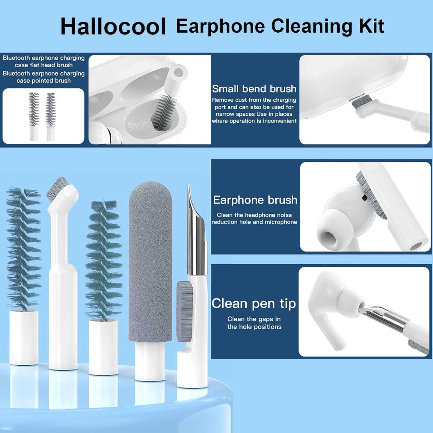 32 in 1 Multi-Functional Cleaning Kit for Electronics Devices, Mobile Phones, Computer, Monitor, Earbuds, Headphones, Laptop, Camera, Lens Portable White Electronic Cleaning Kit (Black)