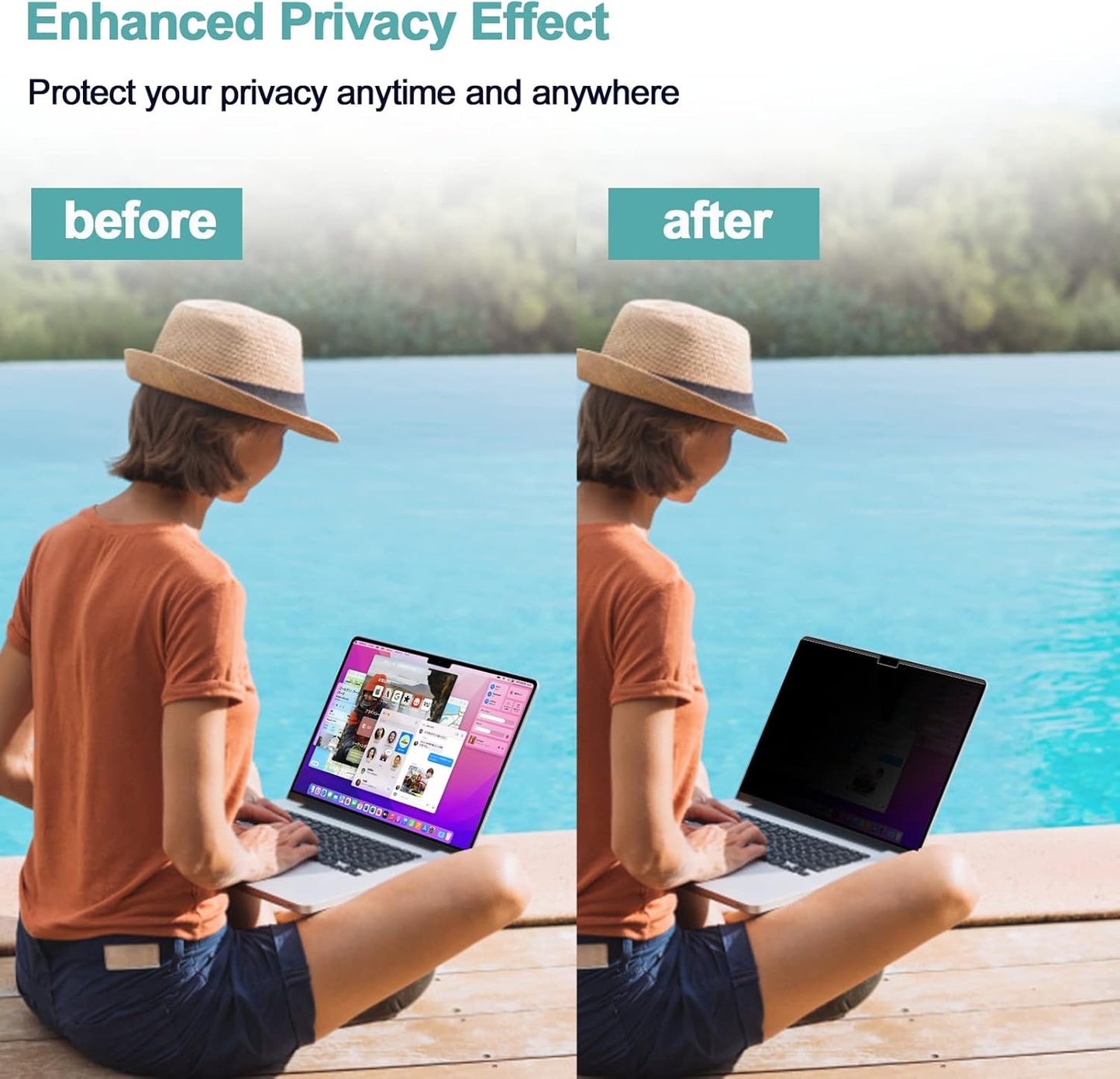 Privacy Screen MacBook Pro 14 Inch (2021-2023, M1, M2, M3-A2918 A2992 A2442 A2779), Magnetic Removable Matte Anti Blue Light Glare Filter 14in Privacy Screen Protector Compatible with Mac Pro 14.2"