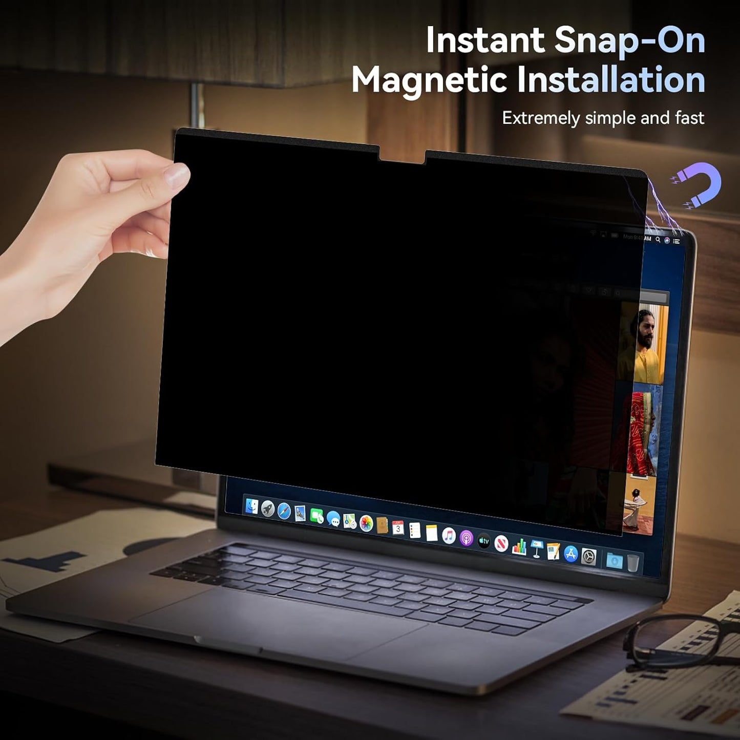 Magnetic Privacy Screen Protector Compatible with MacBook Air 15 Inch (2023 Release), Removable Anti Spy Blue Light Glare Shield Film Laptop Privacy Filter for Apple Mac Air 15.3" M2 (A2941)