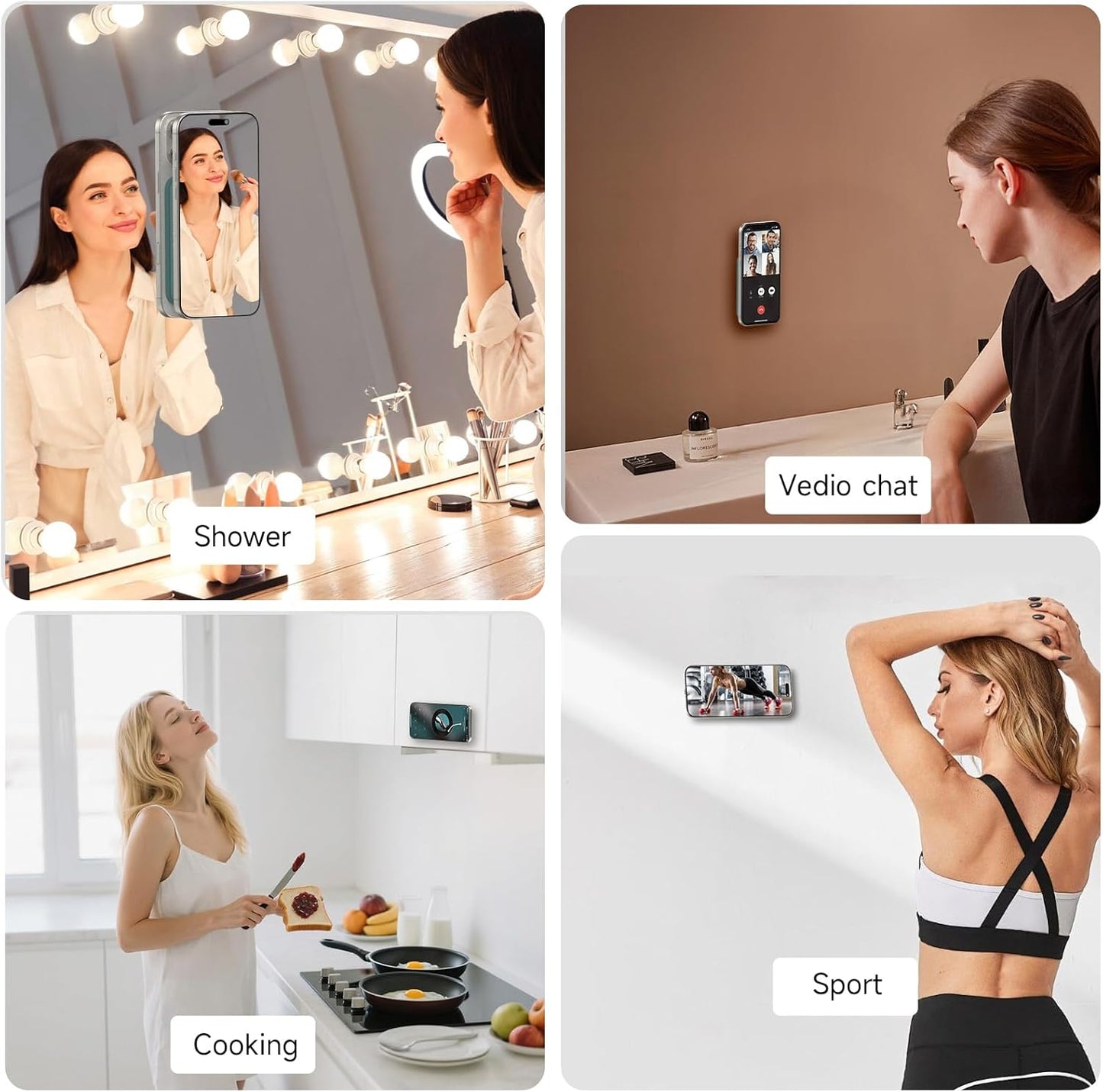 Patented Magnetic Sticky Phone Suction Grip Mount for MagSafe Case,Magnet Silicone Portable Stand Holder for iPhone 16/15/14/13/12 Series and Android, Hands-Free Selfies and Videos,Hot Pink