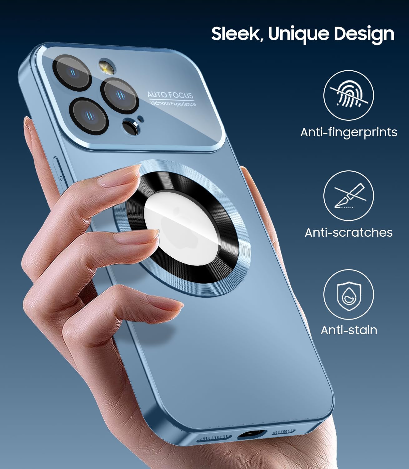 Magnetic for iPhone 12 Pro Case, Compatible with MagSafe, Built-in Camera Lens Protector, Logo View, Military Grade Drop Proof Phone Case Cover, Sierra Blue