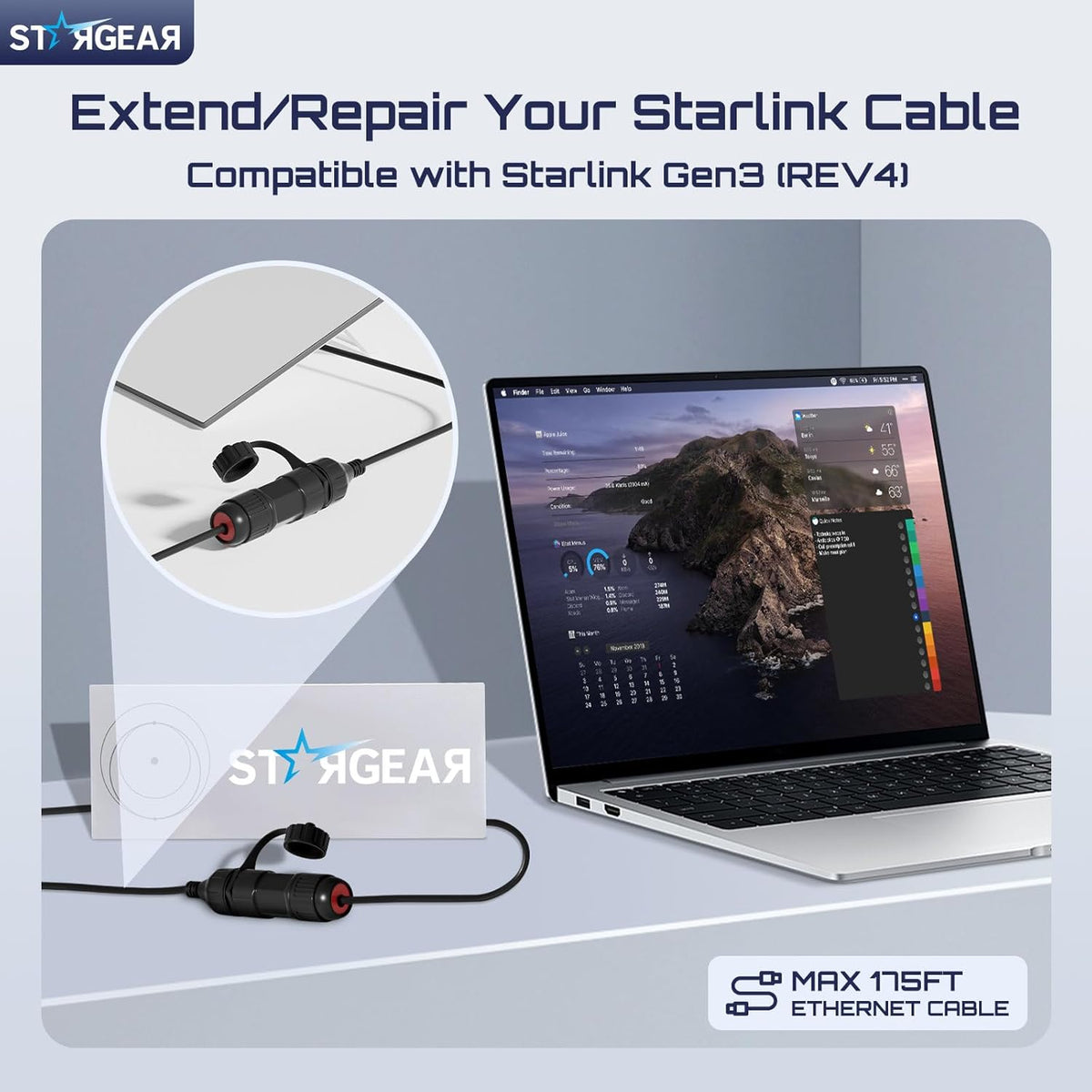 Starlink Ethernet Adapter for Gen 3/Mini, Waterproof Starlink Cable RJ45 Coupler Starlink Mini Ethernet Cable Extension