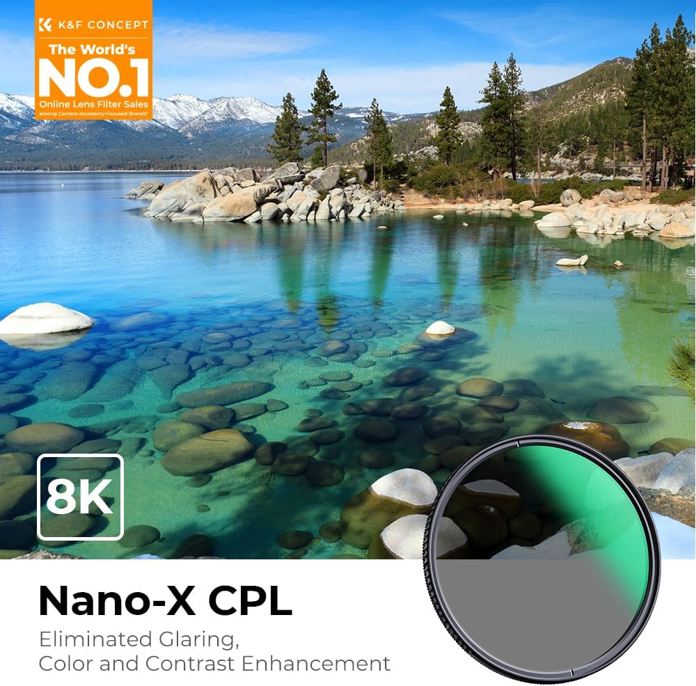 K&F CONCEPT 72mm Circular Polarizers Filter Polarizing Filter 28 Multi-Layer Coated Super Slim High Definition CPL Lens Filter (Nano-X Series)