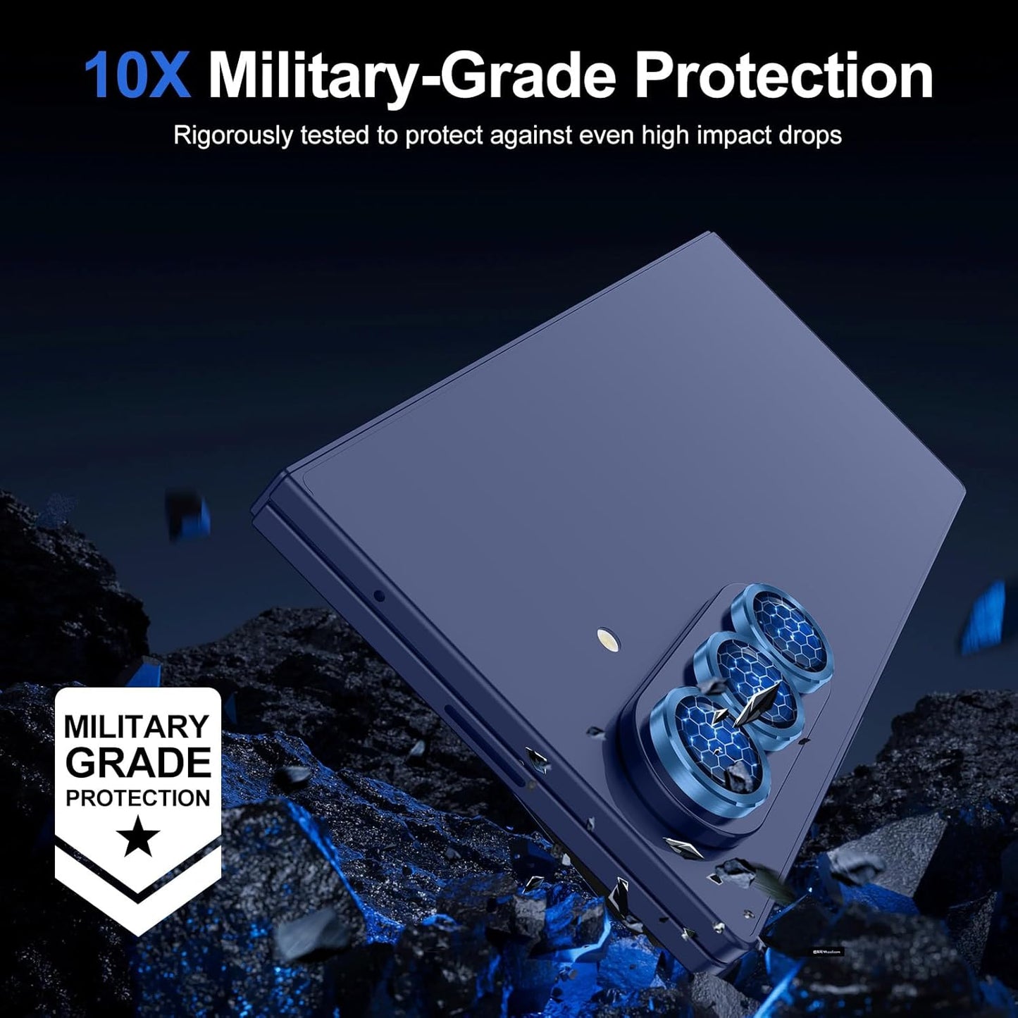 for Samsung Galaxy Z Fold 7 Camera Lens Protector, Individual Metal Ring Tempered Glass Lens Cover, [Strong Adsorption] Scratch Resistant Ultra-Thin HD Clear Lens Cover, 1 Set-Blue Shadow