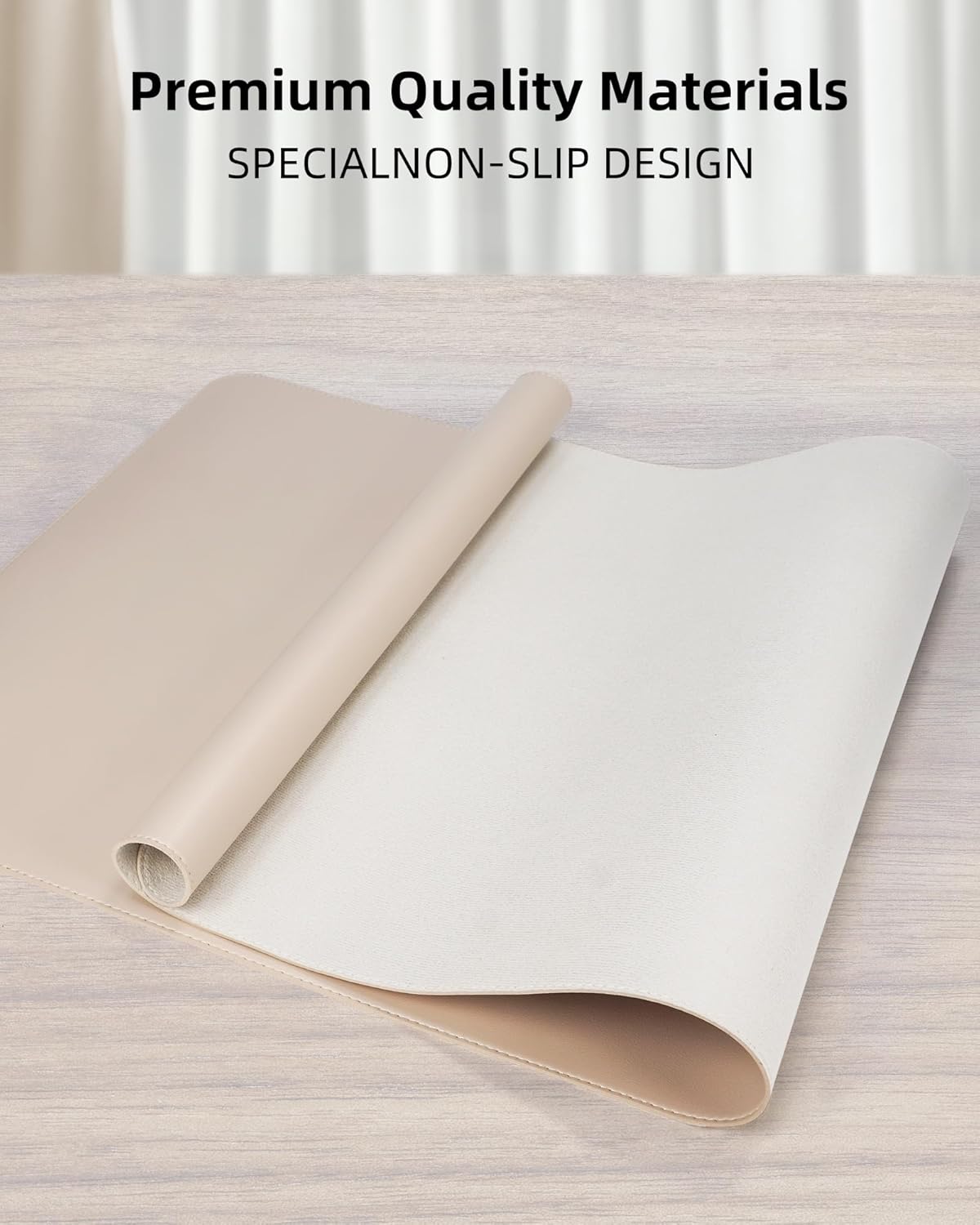 Extra Large Desk Mat - 63"x 17" Non-Slip Desk Pad for Office and Home - Ideal for Large Mouse Pad and Desk Mats on Top of Desks(Beige)