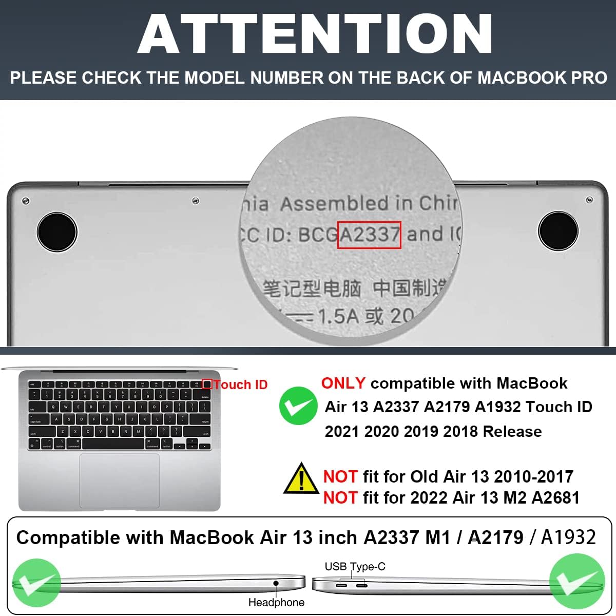 Compatible with 2021 2020 2019 2018 MacBook Air 13 inch Case M1 A2337 A2179 A1932 Touch ID, Crystal Printed Pattern Plastic Hard Shell Case for Mac Air 13 M1 2021, Colorful Flowers Black