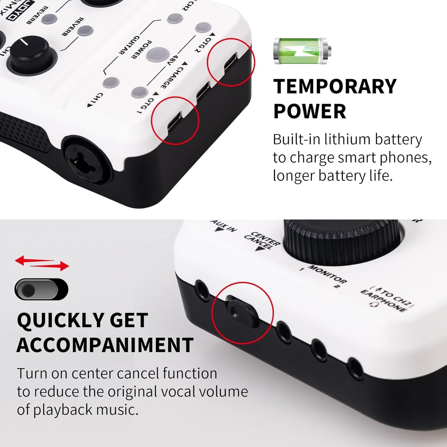 JOYO Audio Mixer USB Audio Interface Stereo XLR+48V Phantom Power Mixer for Live Streaming Recording Podcasting Plug & Play (MOMIX PRO)