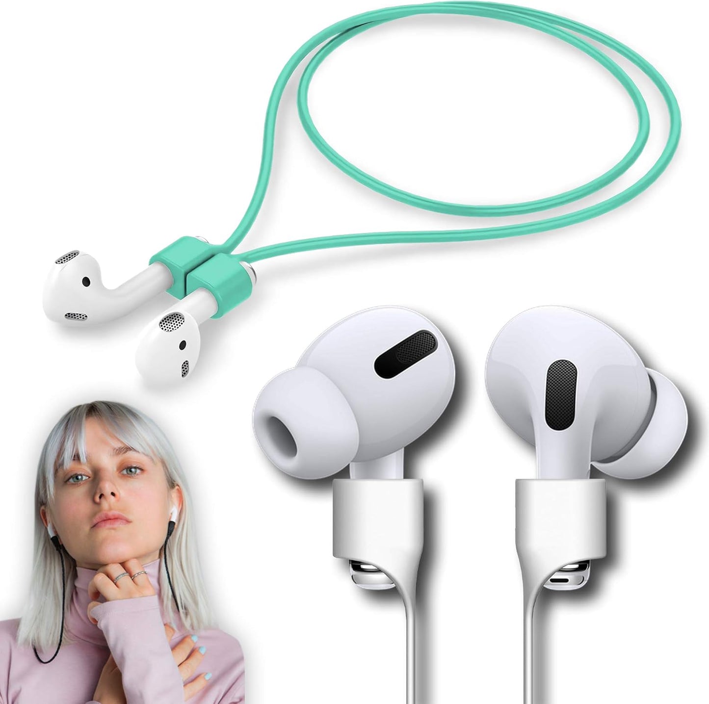 Ultra Strong Magnetic Airpod Pro Strap Anti-Lost Cord Sports Lanyard Compatible with Airpods 3rd 2nd Generation Pro 3 2 1 (Mint)