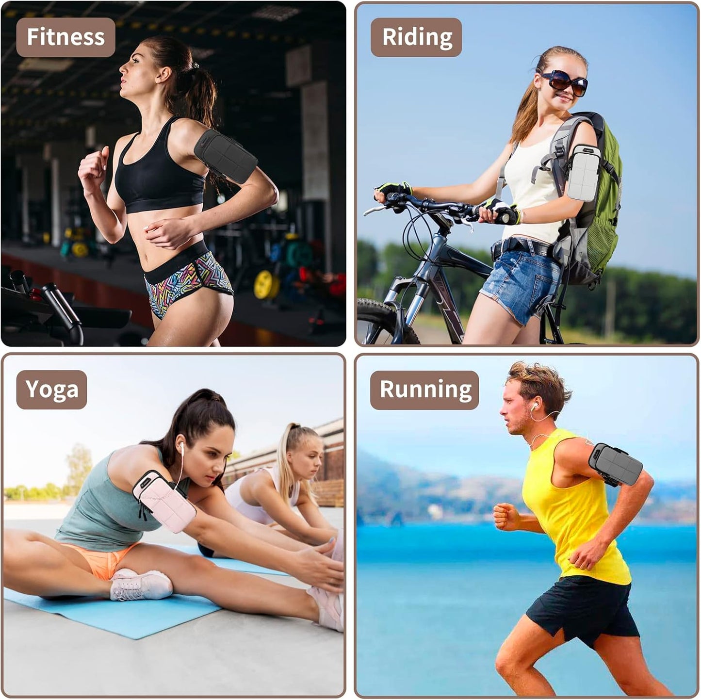Phone Arm Bands for Running, Armband Cell Phone Holder for Exercise (Black)