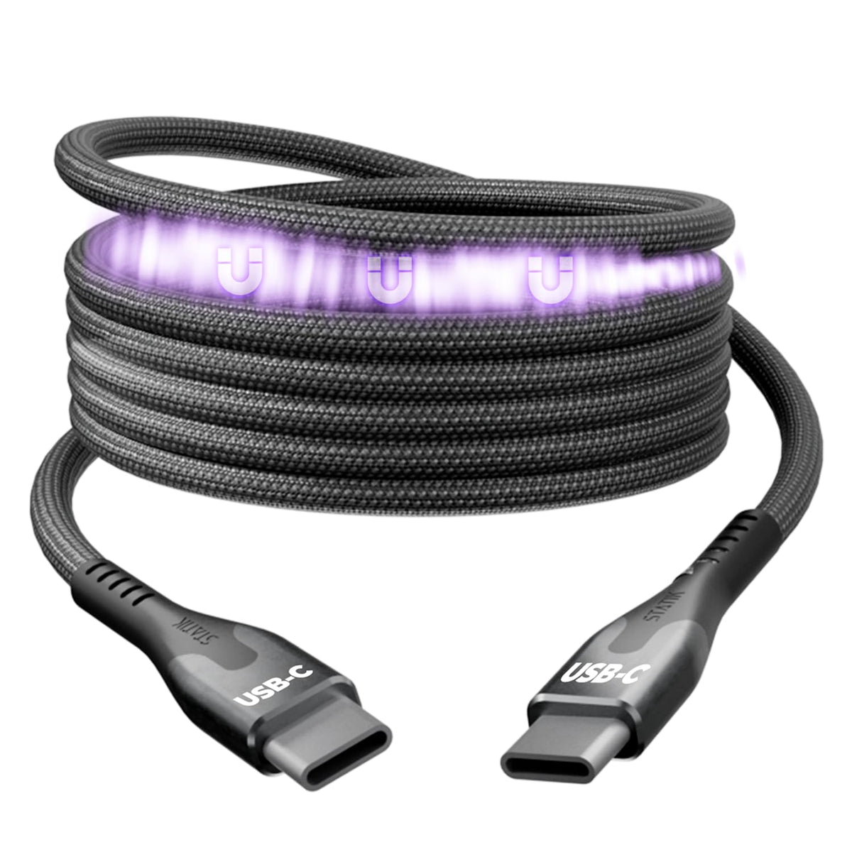 Statik MagStack Pro USB C to USB C Cable, Magnetic Type C Charger Fast Charging Cord, On The Go Magnetic Charging Cable for Car, Compatible with 16 Pro Max, 15, Galaxy S21 S20 Ultra, 100W 3FT/1M