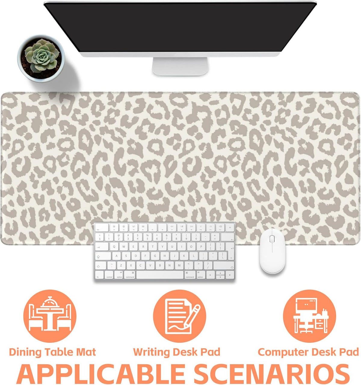 Mouse Pad Large Leopard Print Non-Slip Gaming Desk Mat with Stitched Edge Laptop Keyboard Desk Pad for Work Home Gaming (35.4 x 15.7 Inches)