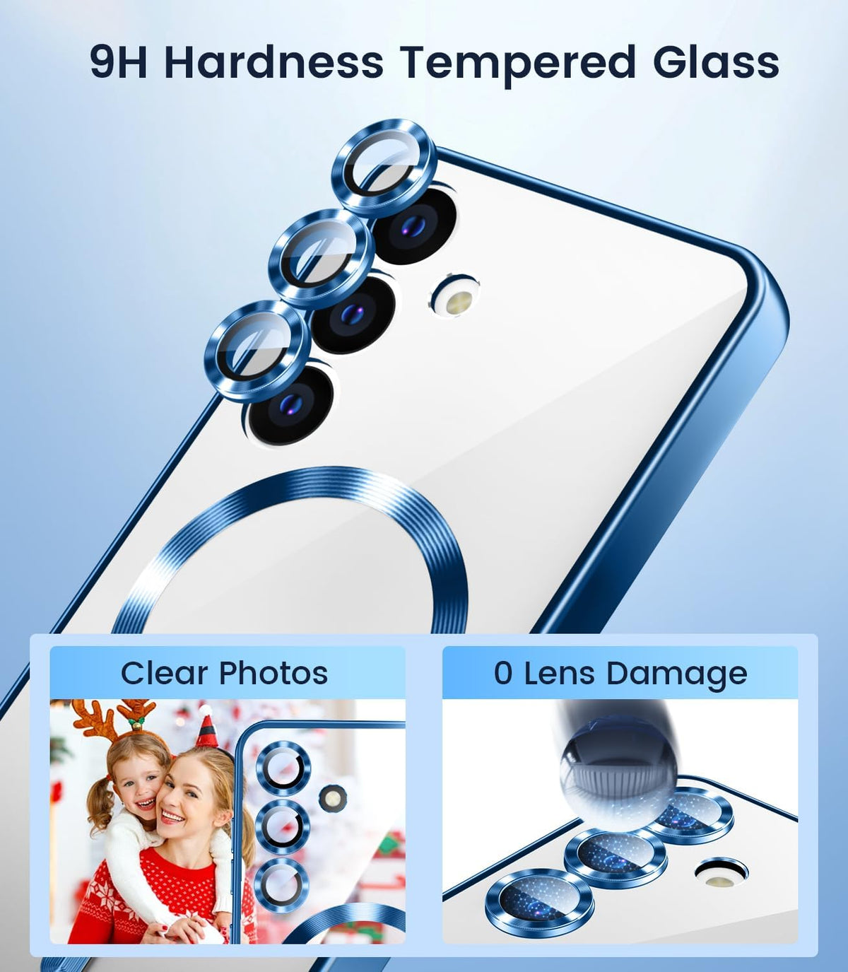 Slim Thin for Samsung Galaxy S25 Case, Compatible with MagSafe, Built-in Camera Lens Protector, Shockproof Protective Phone Case, Soft Electroplated Clear Phone Cover, Sapphire Blue
