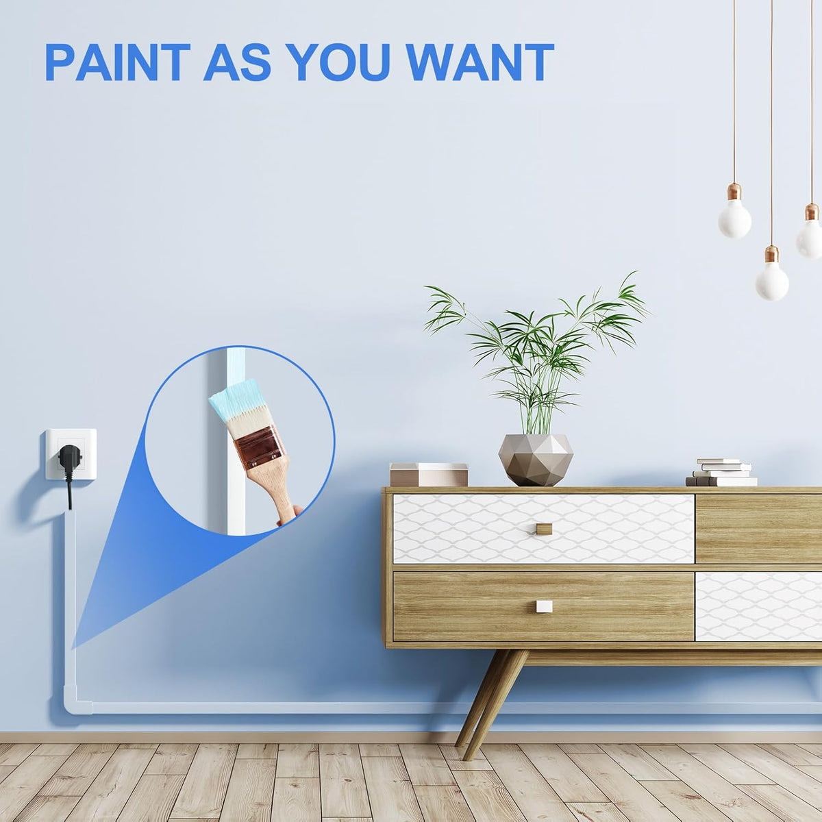 Yecaye Cord Hider, One-Cord Cable Concealer, Cord Covers for Wires on Wall, Easy Install Cable Management Kit for 2 Small Wires, Cables Raceway Home Office, W0.59in H0.4in, White