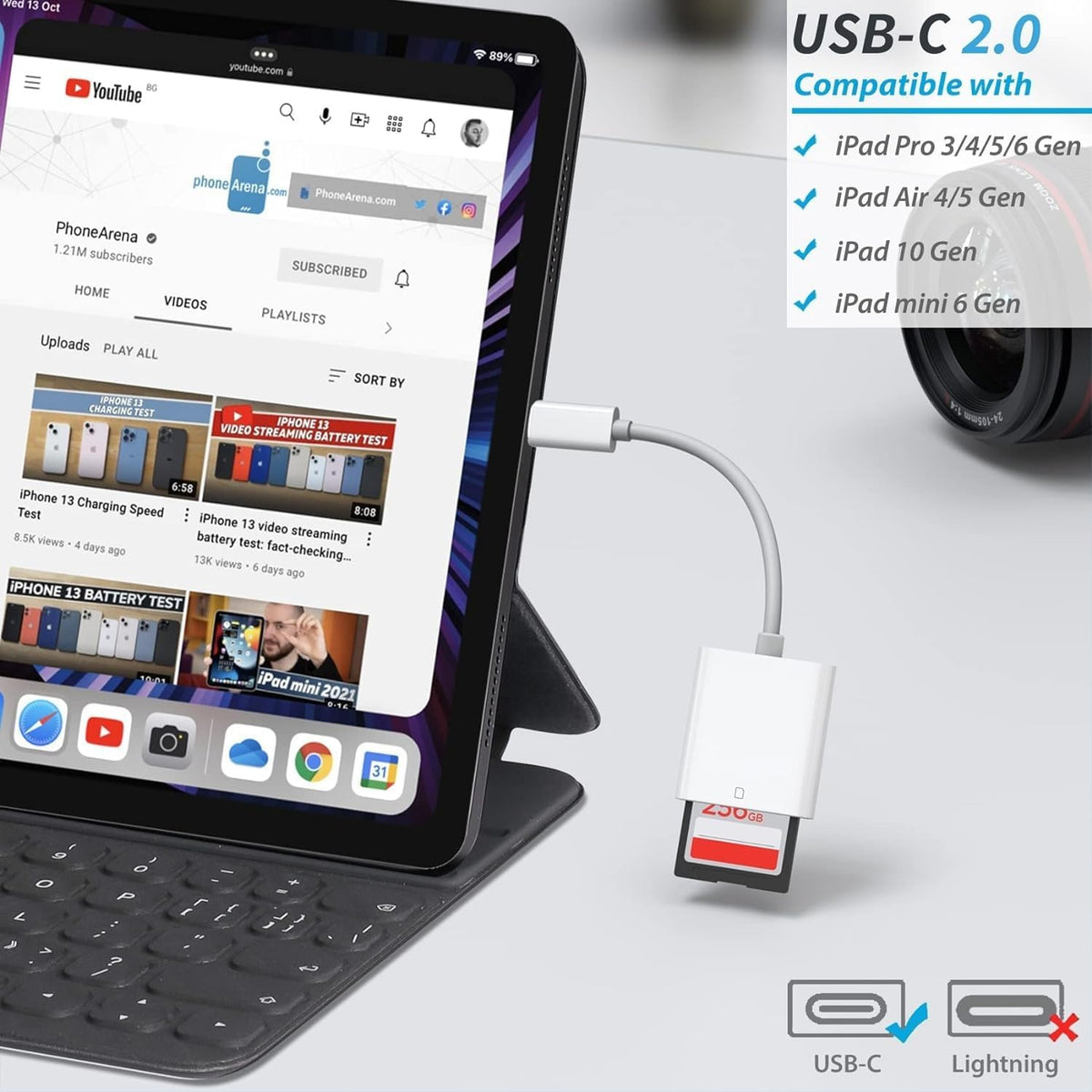 (Apple MFi Certified) iPhone 16 SD Card Reader, esbeecables USB C to SD Card Reader Trail Camera Viewer SD Memory Card Reader Adapter Plug and Play for iPhone 16/16Plus 15Pro iPad, MacBook, iMac