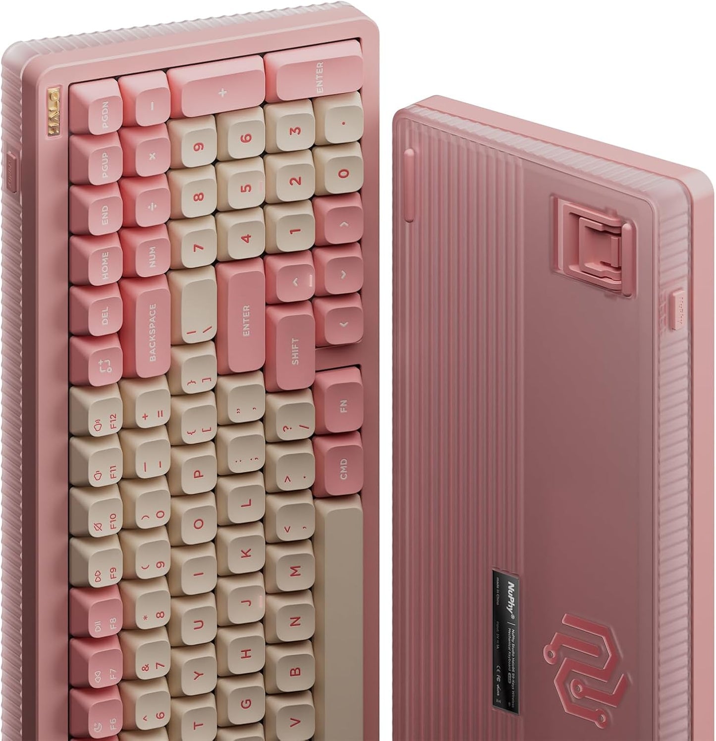 nuphy Halo96 V2 Wireless Keyboard,Gasket Structure,96% Hot Swappable Gaming Keyboard, 99 Kyes RGB Backlit Mechanical Keyboard, Support QMK/VIA,Bluetooth/USB-C/2.4GHz-Pink,Mint Switches (37gf).