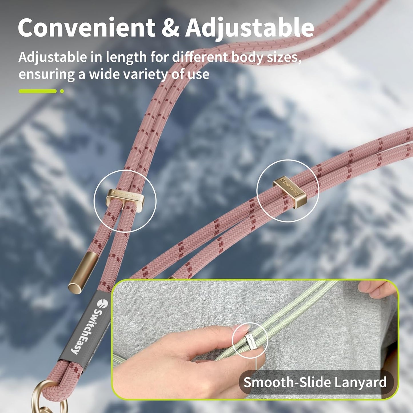 SWITCHEASY 6mm Adjustable Crossbody Phone Strap Compatible with Most Phones, Anti-Theft & Ant-Drop, Hands Free for Phone Lanyard Crossbody with Strap Card Phone Tether Tab-EasyStrap (Ice Cream White)