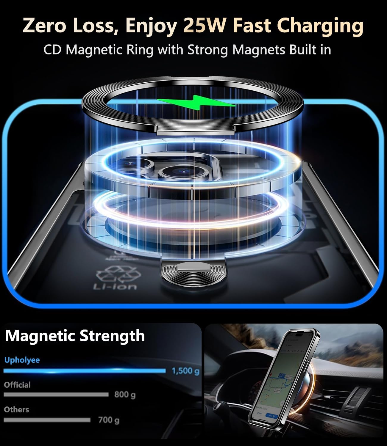 [360° Rotatable CD Stand & Built-in Privacy Screen Magnetic Case for iPhone 14 Pro [Compatible with MagSafe & Full Signal] Mil-Grade Shockproof Full Body Anti-Spy Cover for 14 Pro-Black