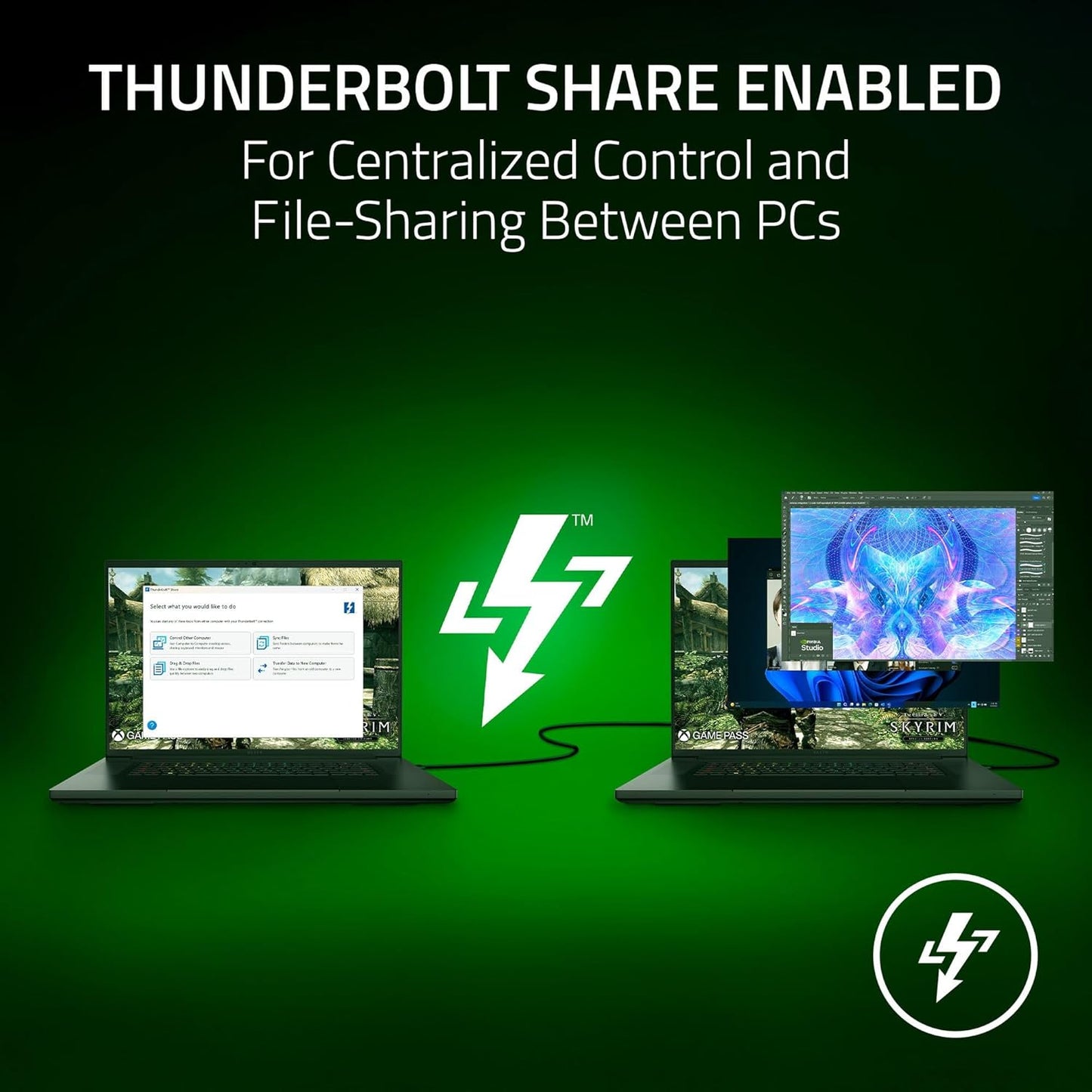 Razer Thunderbolt 5 Dock Chroma: 10 Ports w/M.2 Storage Slot - Triple 4K Displays at 144 Hz or Single 8K at 60 Hz - Thunderbolt Share Enabled - 140W Power Delivery - Connect 3 TB5 Devices - Black