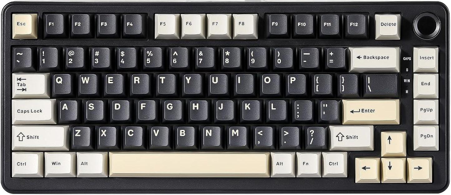 YUNZII B75 Mechanical Keyboard,75% Layout with Knob,Hot Swappable RGB Backlit Gasket Mounted, Creamy Typing, Double-Shot PBT Keycaps,Cherry Profile,for Win/Mac (Black, Milk V2 Linear Switch)