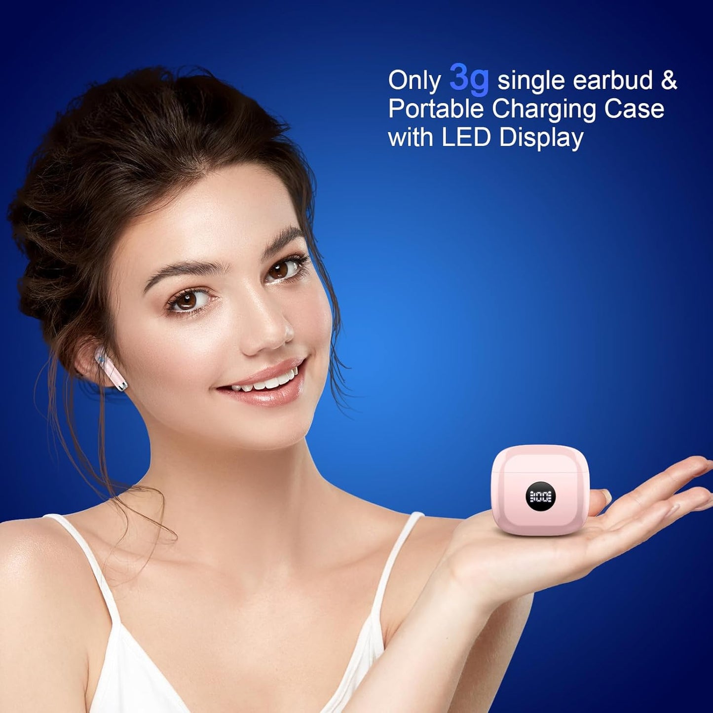 Wireless Earbuds, Bluetooth 5.4 Ear Buds LED Power Display Headphones Bass Stereo, Bluetooth Earbuds in-Ear Noise Cancelling Mic, 40H Playback Mini Case IP7 Waterproof Sports Earphones for Android iOS