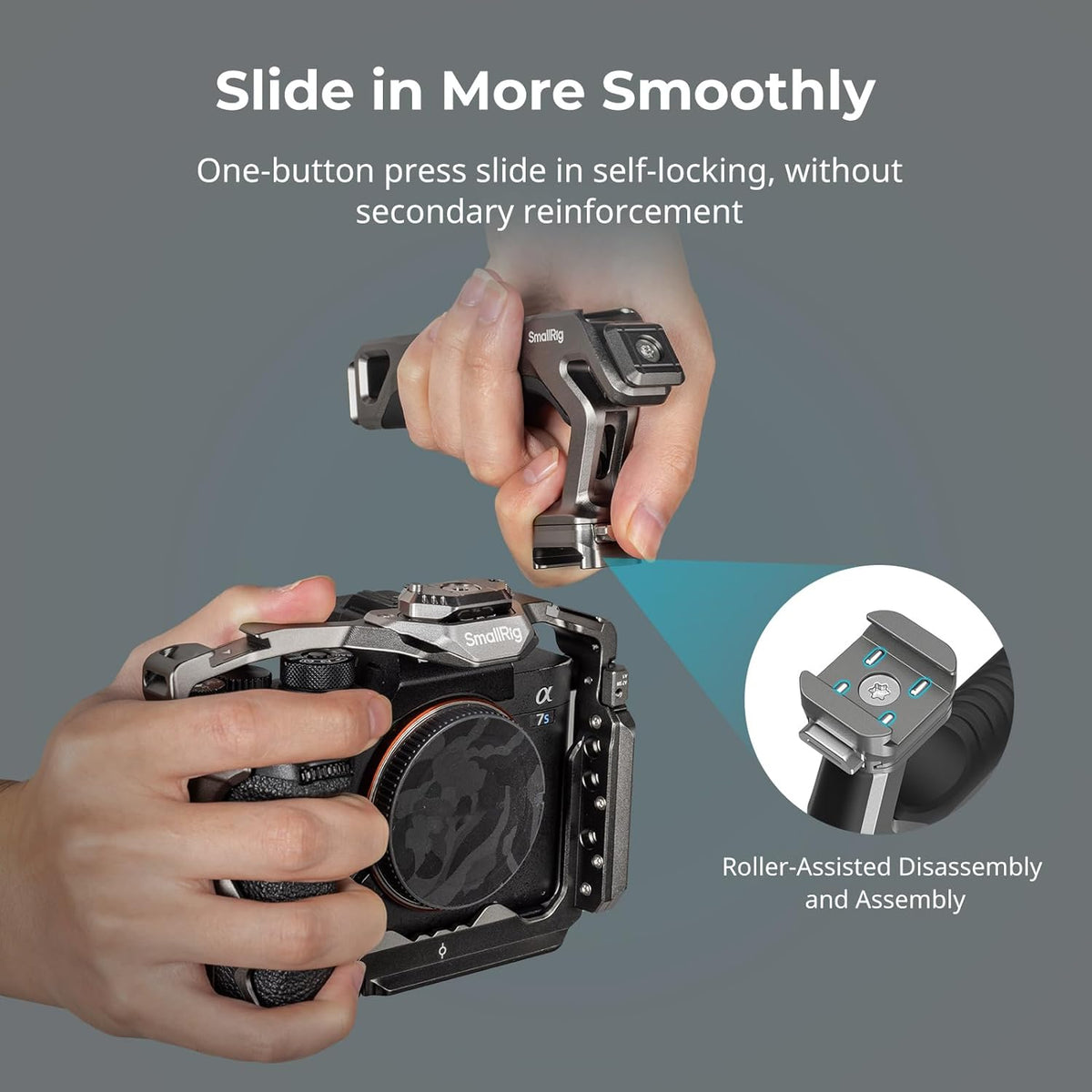 SmallRig Quick Release Top Handle with Quick Release Slider, Two-Way Smooth Installation, Ergonomic Design, 15kg Max. Load, Built-in Multiple Mounting Points, HawkLock H21-4483