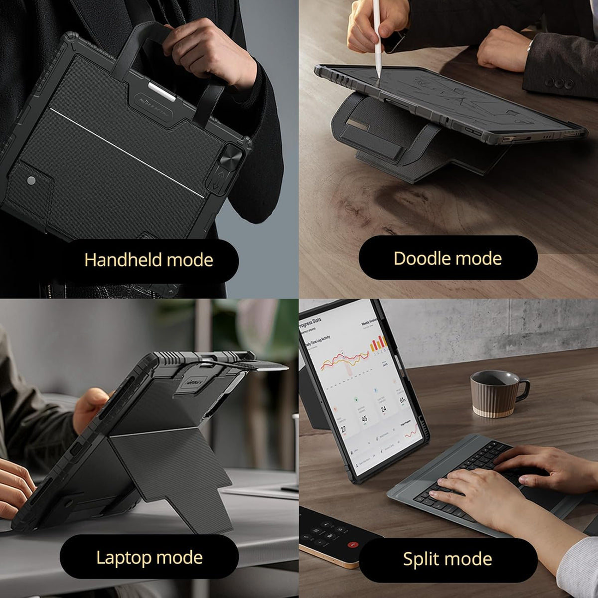 Nillkin Magic Keyboard Case for iPad Pro 13 inch M4 2024, Handheld Case for iPad Pro 13 inch 2024 with Keyboard, Pencil Holder, Large Trackpad, 7 Colors Backlit, Camera Protection, Black