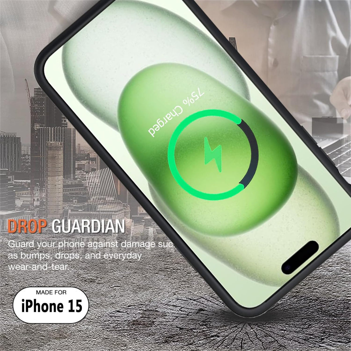 Battery Case for iPhone 15, Upgraded 10000mAh Rechargeable Portable Charging Case with Wireless Charging Compatible for iPhone 15 (6.1 inch) with Carplay Extended Battery Pack Charger Case (Black)