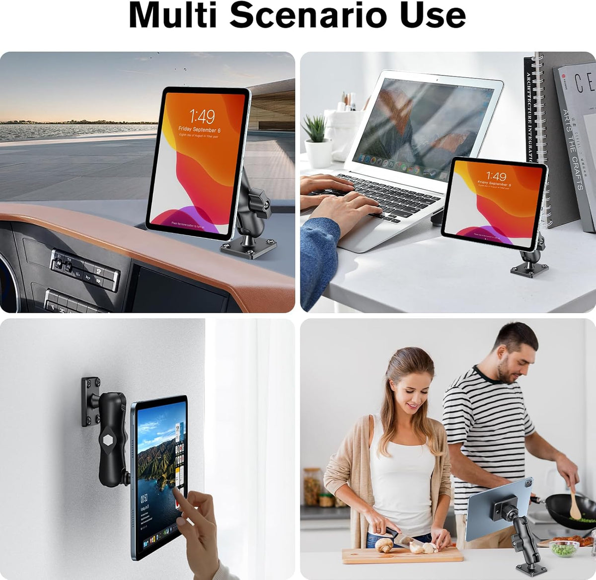 OHLPRO Magnetic Tablet Car Mount Holder, 360°Rotatable Drill Base iPad Wall Mount, Strong Magnet Tablet and iPad, Galaxy, Kindle, Fire HD, Truck, Car, Desk, Boat