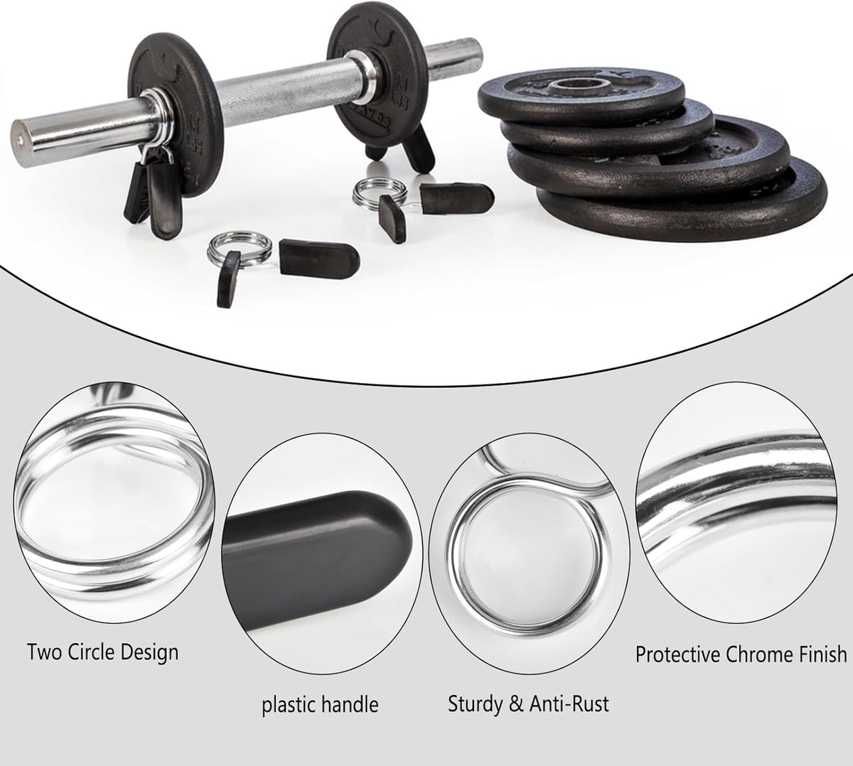 AccEncyc Spring Clip Collars 1 Inch Olympic Barbell Clamps Dumbbell Clips Weight Bar Clips for Weightlifting, Powerlifting, Strength Training
