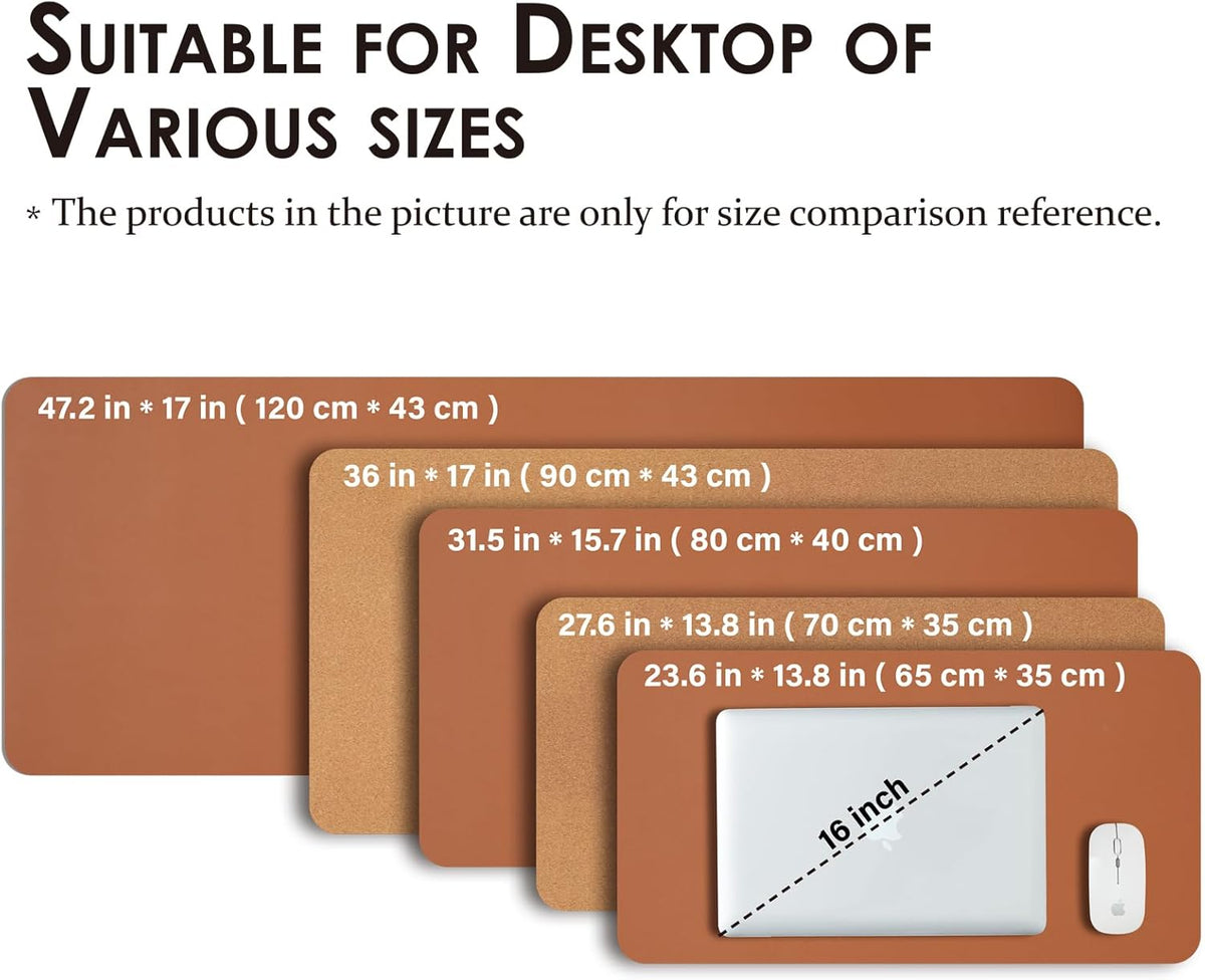 Large Cork Desk Mat - 47.2"x 17" Desk Pad for Office and Home - Ideal for Large Mouse Pad and Desk Mats on Top of Desks(Brown)