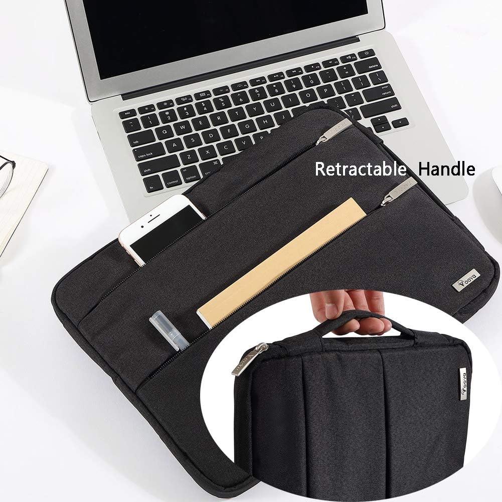 Voova Laptop Sleeve Carrying Case 15.6 16 Inch,Slim Computer Cover Bag Compatible with MacBook Pro 15/16, Dell xps 15,15-16 Inch HP Dell Asus Acer Laptop, Black
