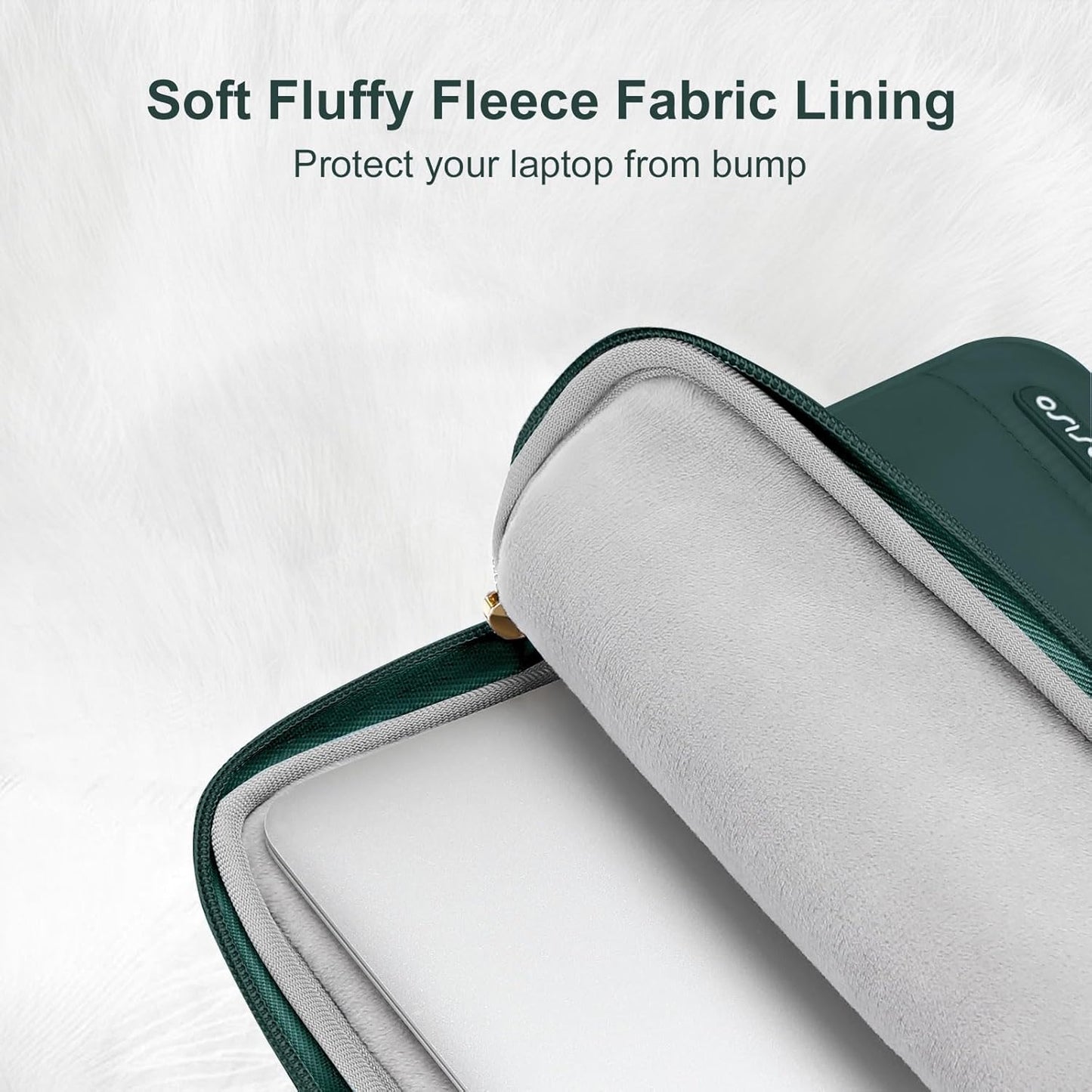 MOSISO 15-15.6 inch Laptop Case, 16 inch Puffy Laptop Sleeve Compatible with MacBook Pro 16, HP Dell ASUS Acer Toshiba Lenovo Notebook Computer, Polyester Horizontal Bag with Small Case, Peacock Green