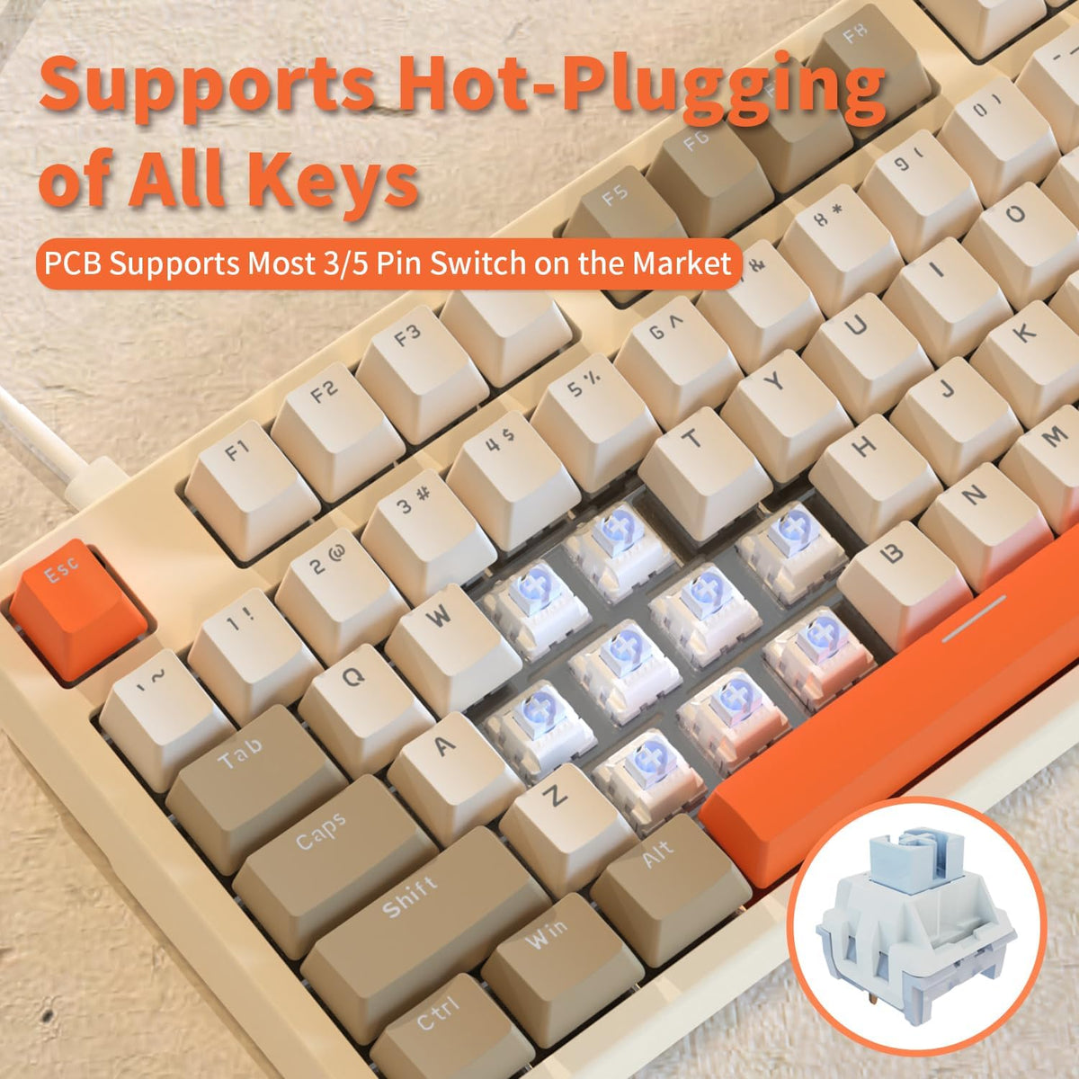 AJAZZ AK35I V3 104-Key Full Size Wired Gasket Mount Gaming Keyboard with Multimedia Buttons & Knob Control | Five Layer Pad | OEM Profile PBT Keycaps | White Backlit Custom Keyboard