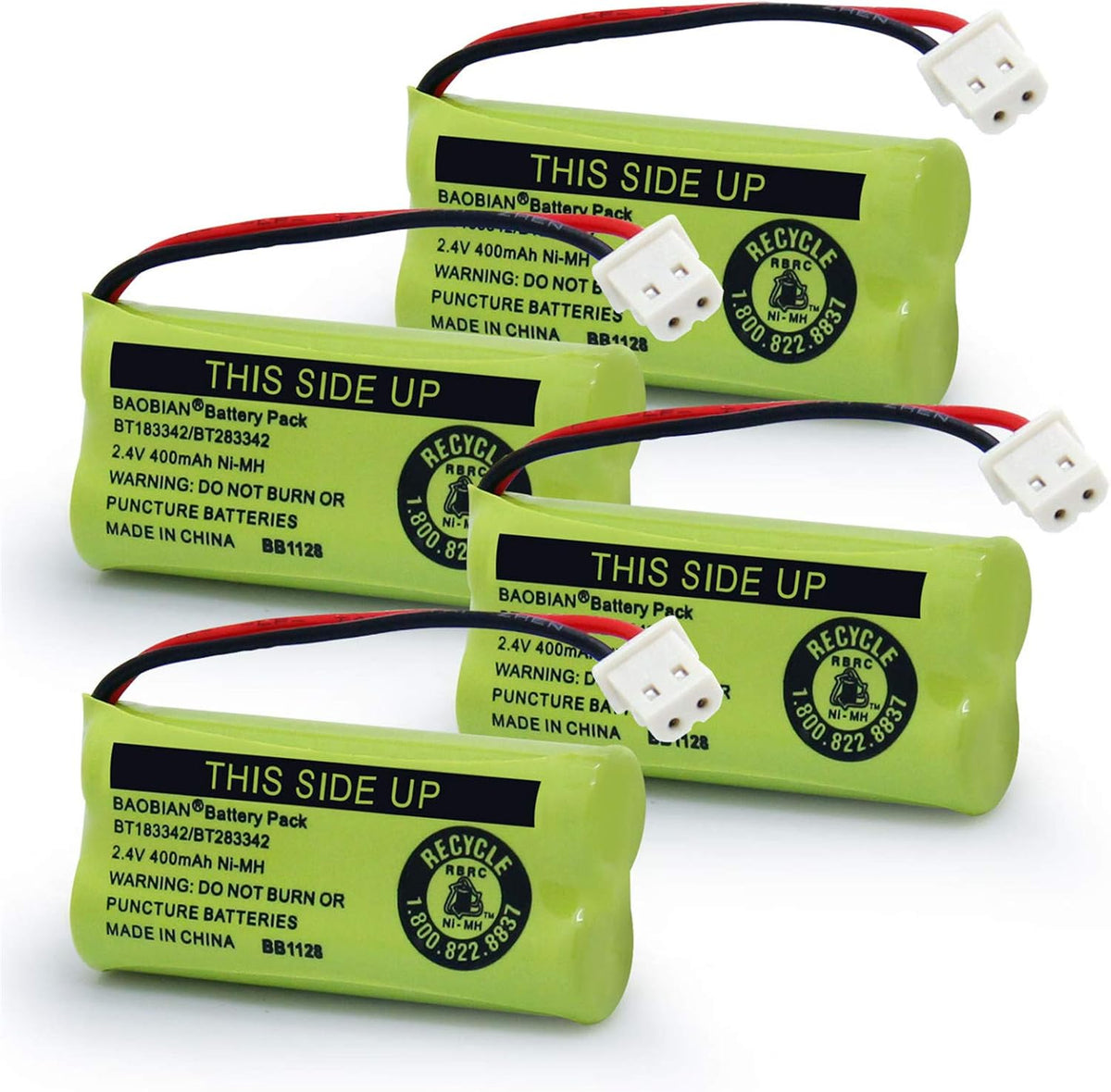 BT183342/BT283342 2.4V 400mAh Ni-Mh BT166342/BT266342 BT162342/BT262342 Cordless Phone Pack CS6709 CS6609 CS6509 CS6409 EL52100 EL50003 (4 Pack)