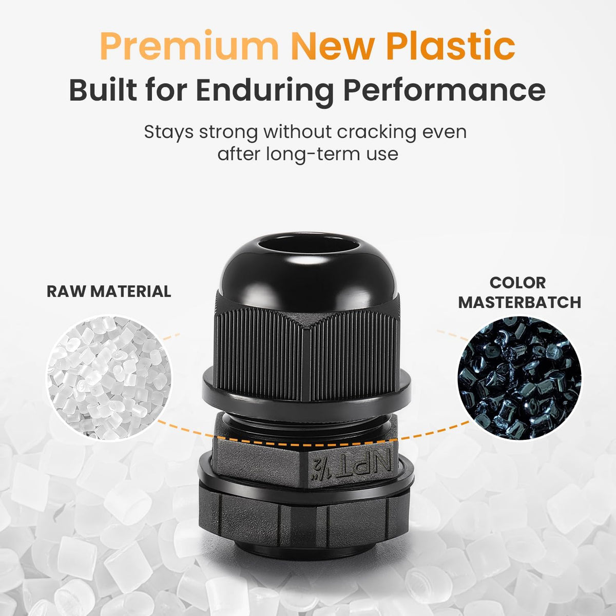QILIPSU 12pcs 1/2" NPT Cable Gland Waterproof IP68 Nylon Cable Pass Through Cord Grip Connector Strain Relief Wire Grommet