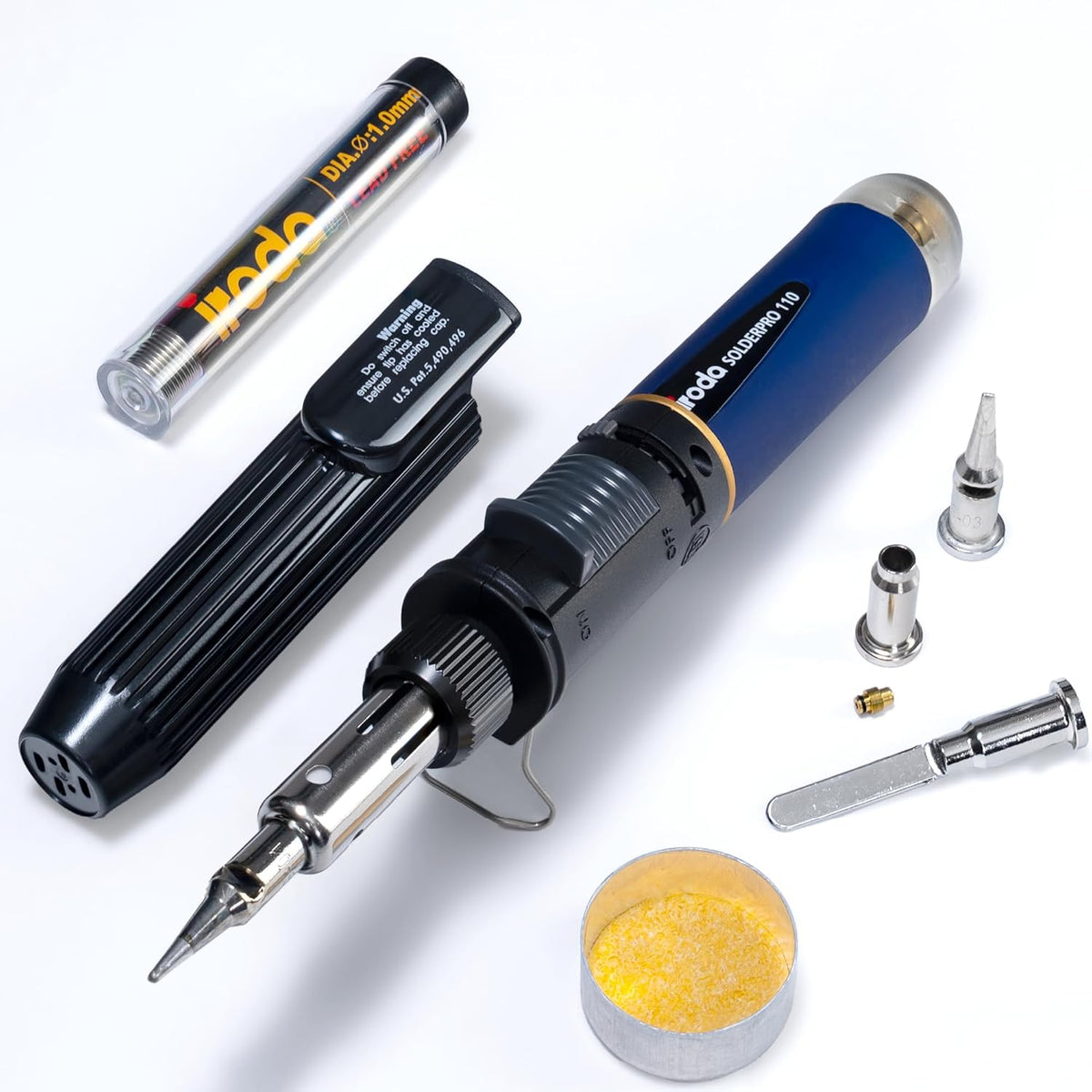 IRODA SolderPro 110 Cordless Butane Soldering Iron Kit, 115 MIns Run Time, Rapid Heat Up, Professional Set With Tips & Sturdy Tool Case (No Butane Included)