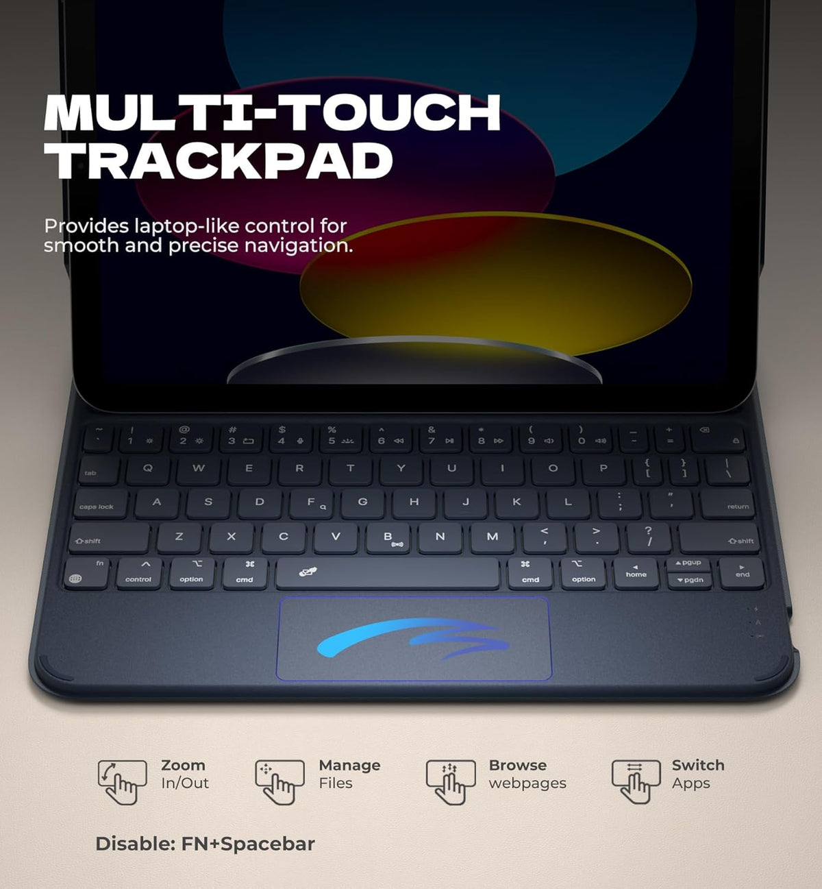 Dexnor for iPad (A16) 11th/10th Generation Case with Keyboard Ultra-Light Magnetic Detachable Folio Keyboard Cover Multi-Touch Trackpad Backlit for iPad 10th Gen 10.9" (2022)/11th Gen (2025), Blue